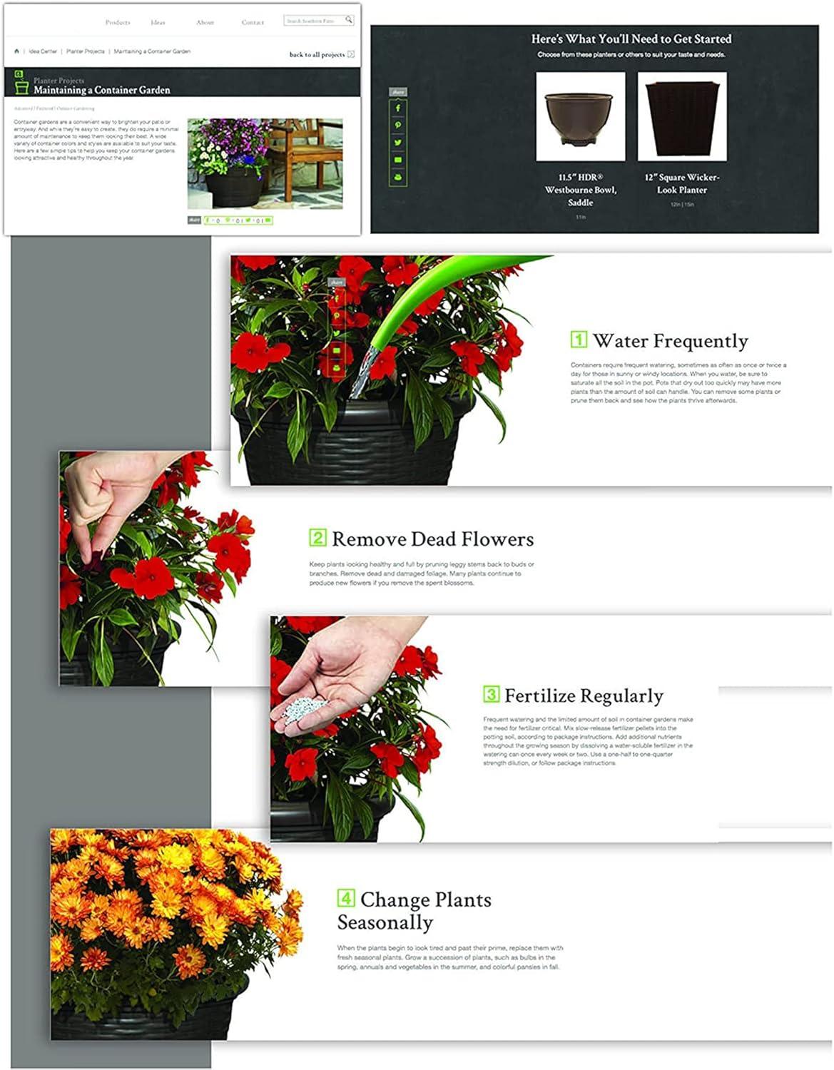 Southern Patio HDR-046851 16 Inch Square Rustic Resin Indoor Outdoor Garden Planter Urn Pot for Flowers, Herbs, and Flowers