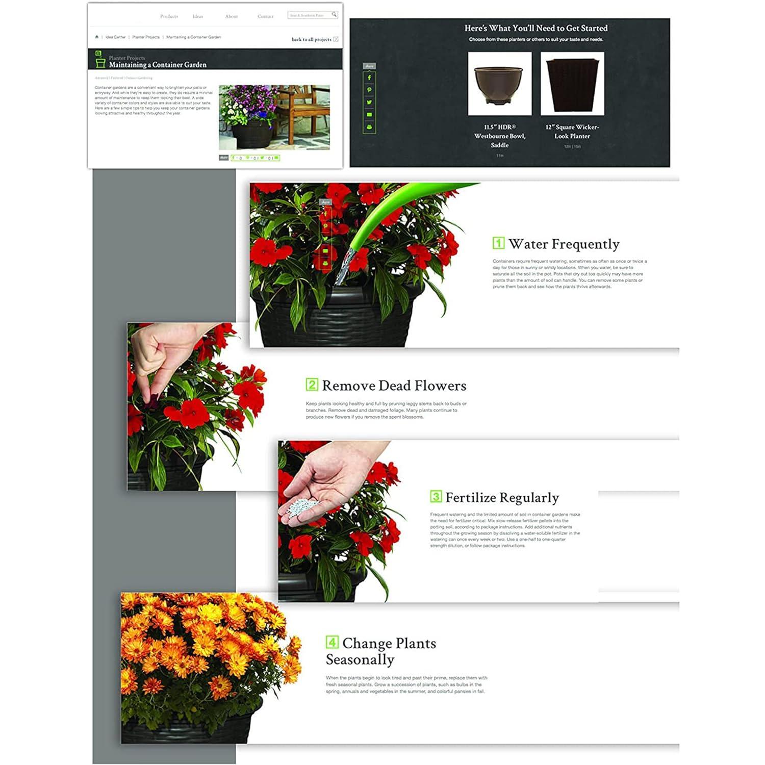 Southern Patio HDR-046851 16 Inch Square Rustic Resin Indoor Outdoor Garden Planter Urn Pot for Flowers, Herbs, and Flowers