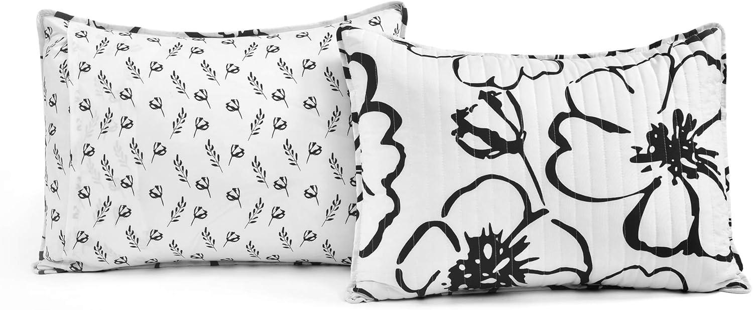 King Black and White Reversible Microfiber Quilt Set