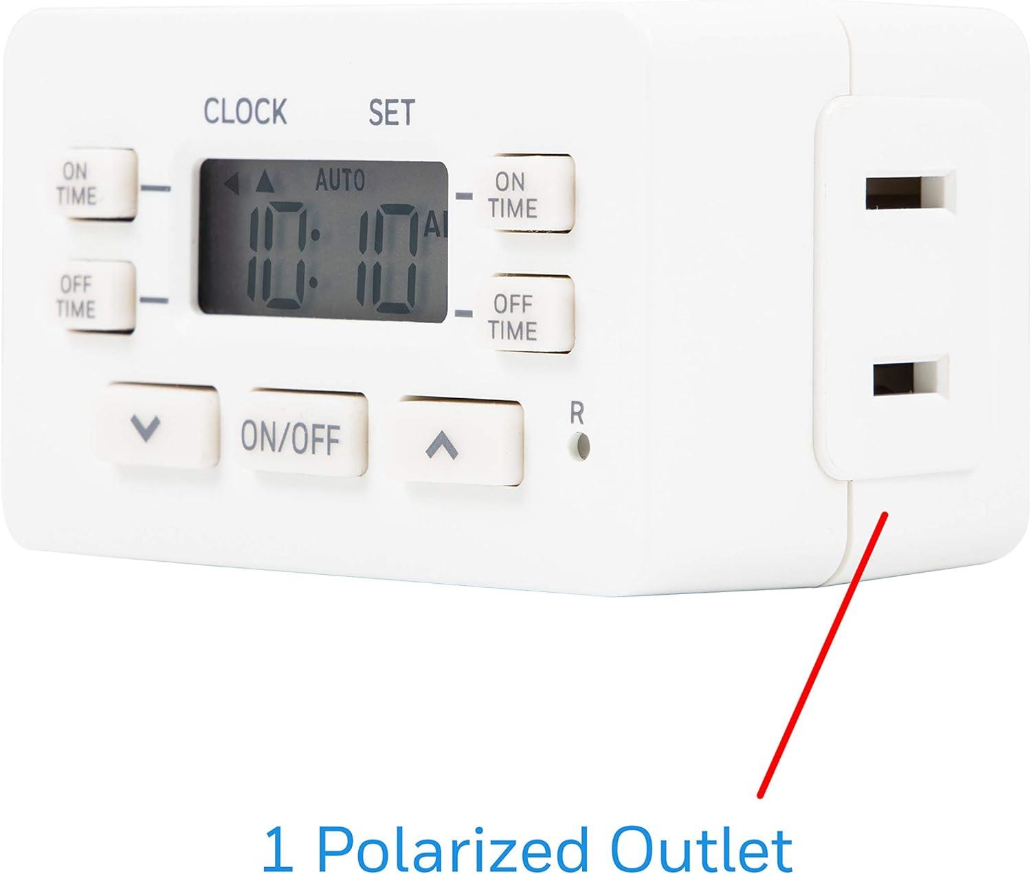 Compact White Digital Plug-In Timer with Programmable Cycles