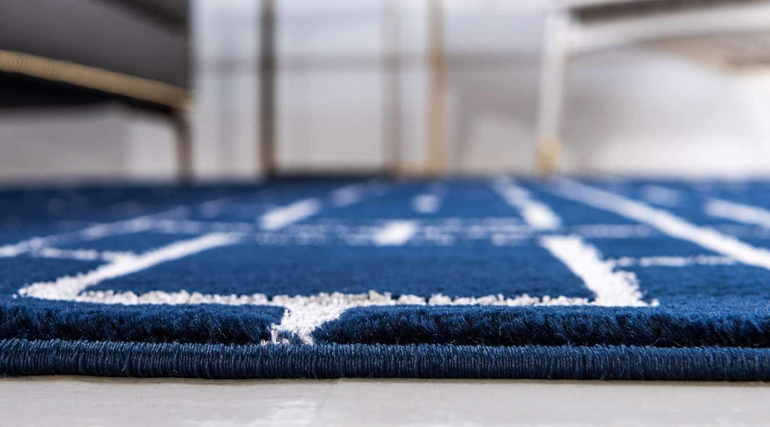 Glam Navy Blue Silver Area Rug