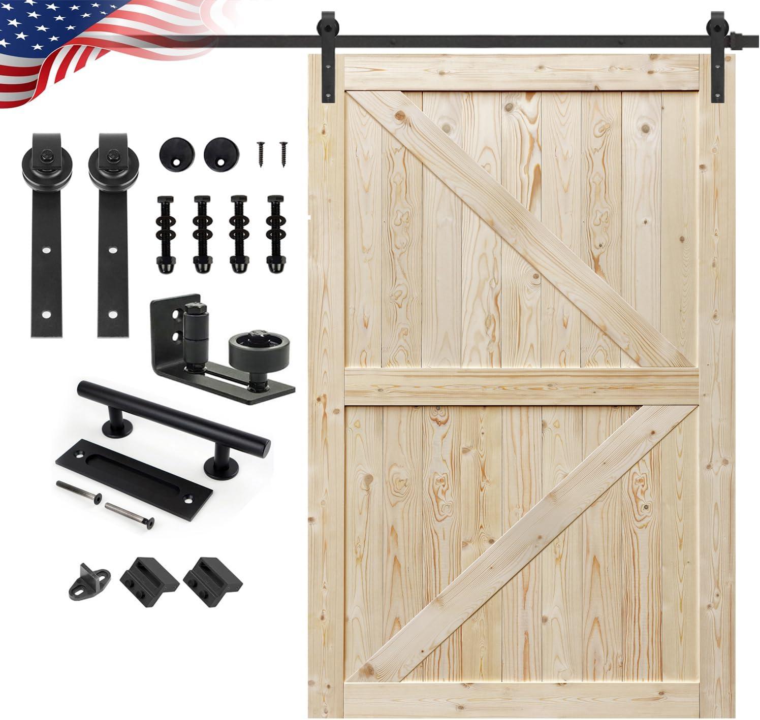 52" x 84" Unfinished Spruce Barn Door with Hardware Kit