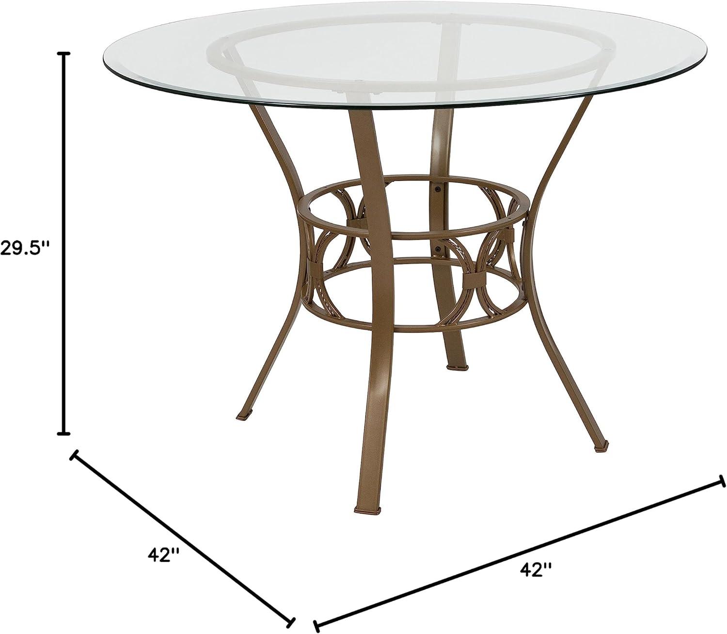 Flash Furniture Carlisle 42'' Round Glass Dining Table with Matte Gold Metal Frame