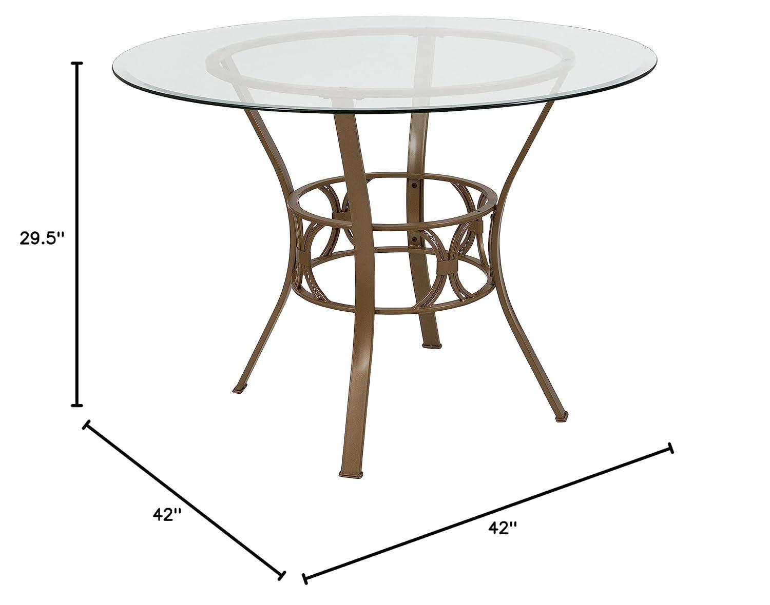 Flash Furniture Carlisle 42'' Round Glass Dining Table with Matte Gold Metal Frame