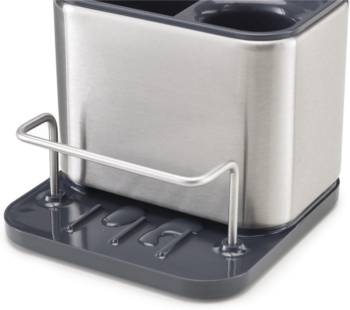 Small Stainless Steel Sink Organizer with Gray Accents