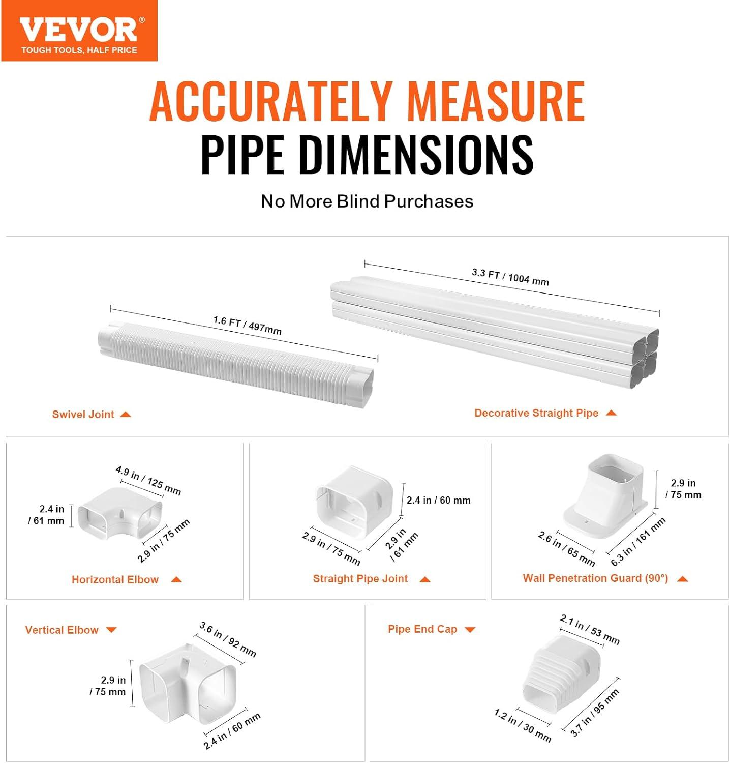 White PVC Mini Split Line Set Cover with Complete Accessories