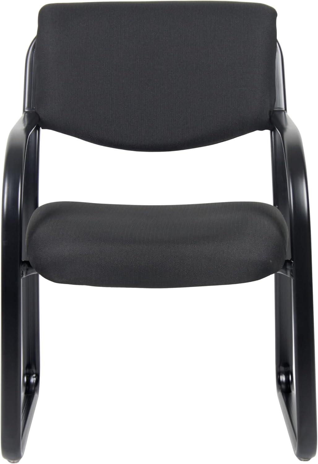 Black Fabric and Steel Mid-Back Guest Chair with Fixed Arms