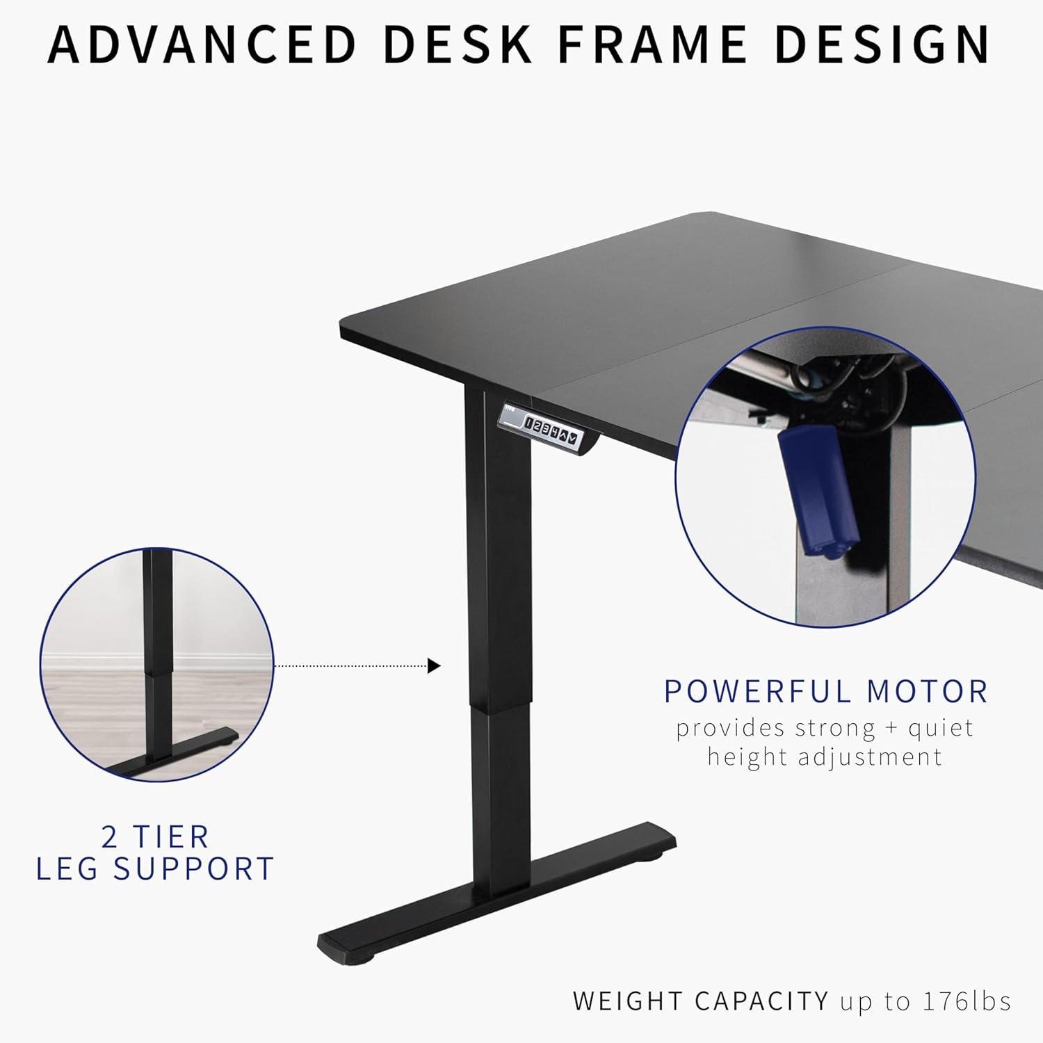 VIVO Single Motor Electric Desk with Push Button Memory Controller