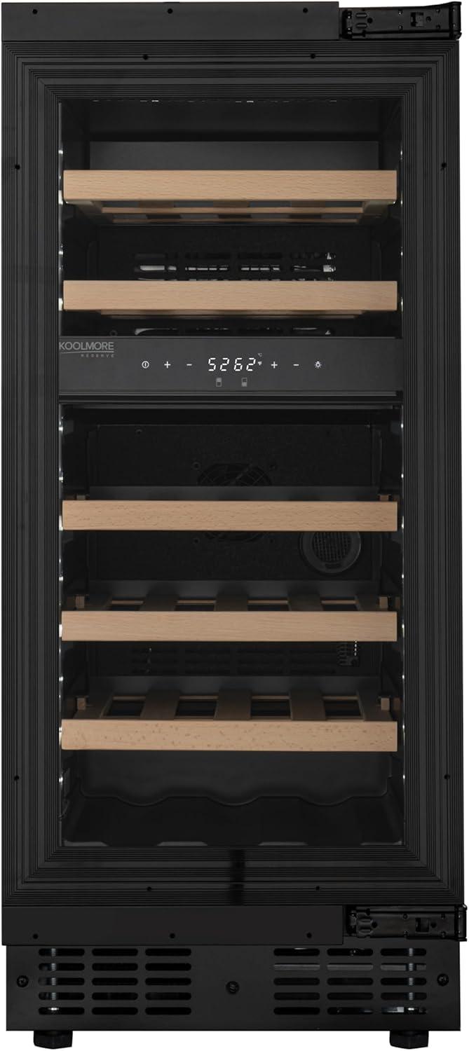 KoolMore KoolMore Reserve 15 in. Under-Counter Panel Ready Dual Zone 23 Bottle Wine Cooler Shelves