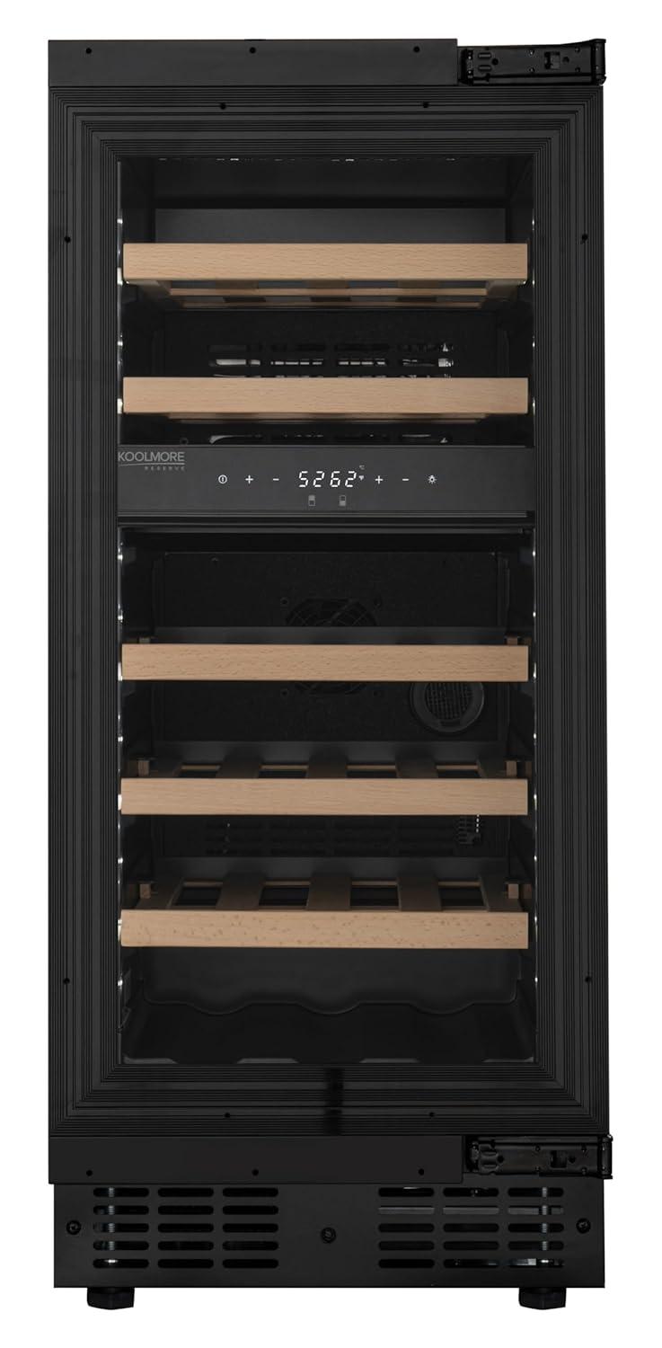 KoolMore KoolMore Reserve 15 in. Under-Counter Panel Ready Dual Zone 23 Bottle Wine Cooler Shelves
