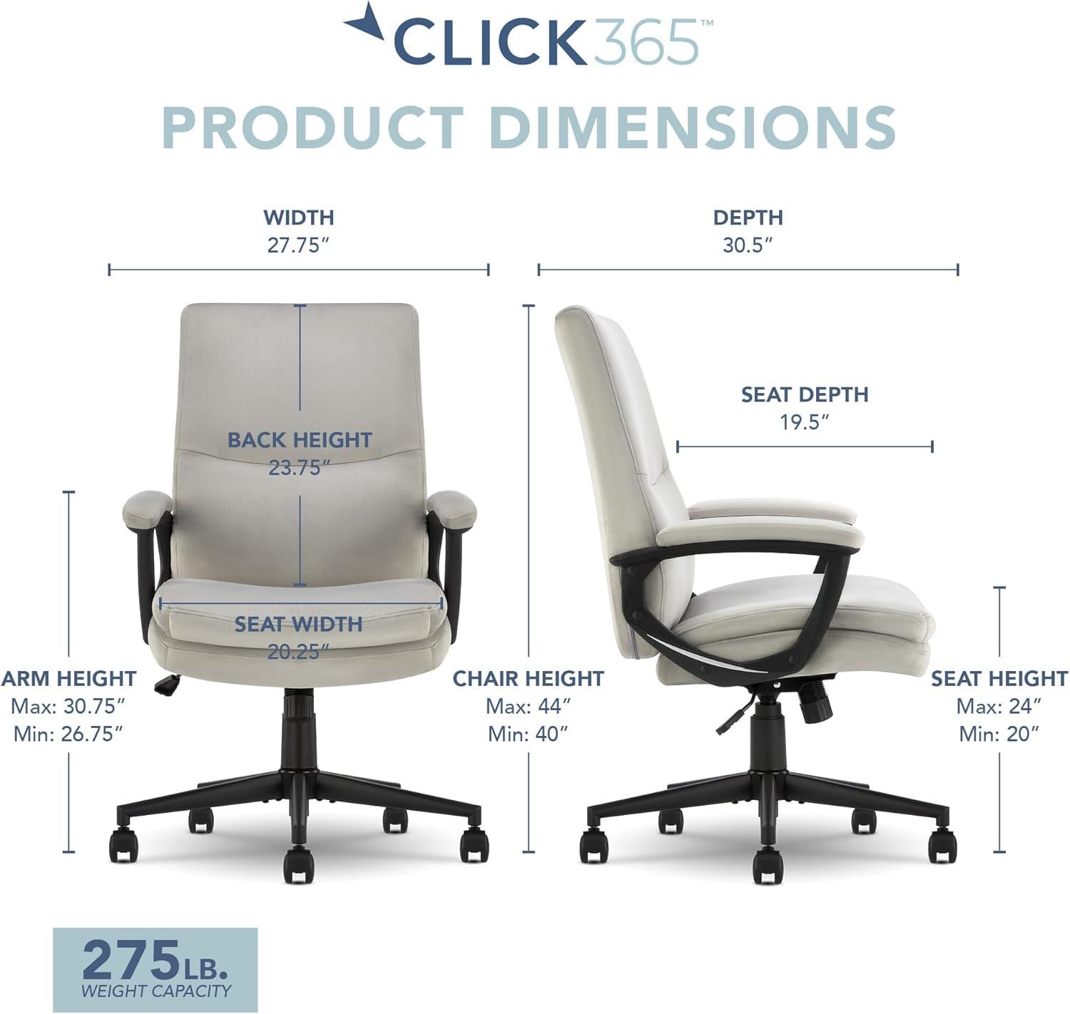 CLICK365 Click365 Classic Comfort Executive Office Chair, Ergonomic Mid-Back, Double-Layer Seat Cushion
