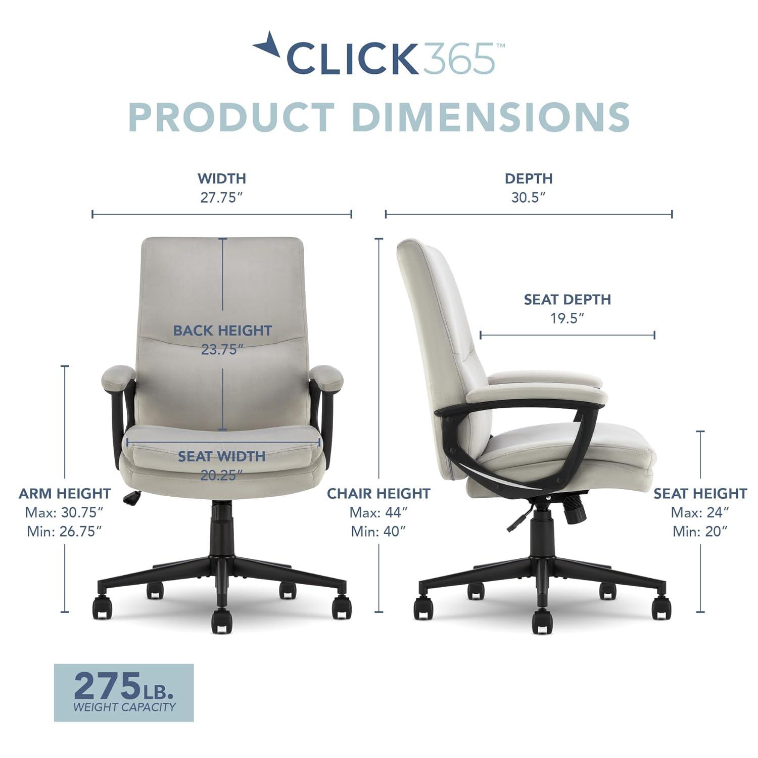 CLICK365 Click365 Classic Comfort Executive Office Chair, Ergonomic Mid-Back, Double-Layer Seat Cushion