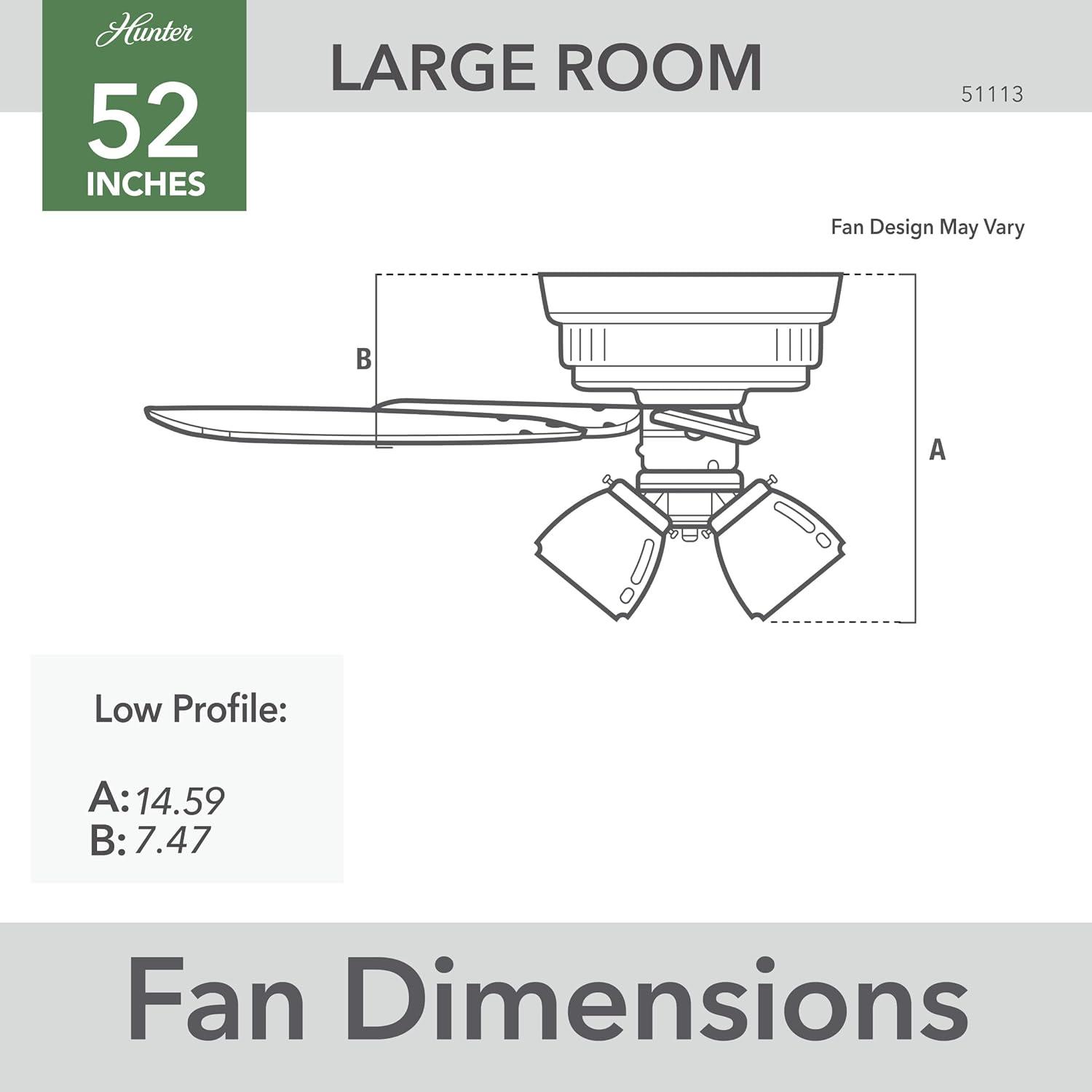 Builder Low Profile 52" 5 - Blade Flush Mount Ceiling Fan with Lights and Pull Chains