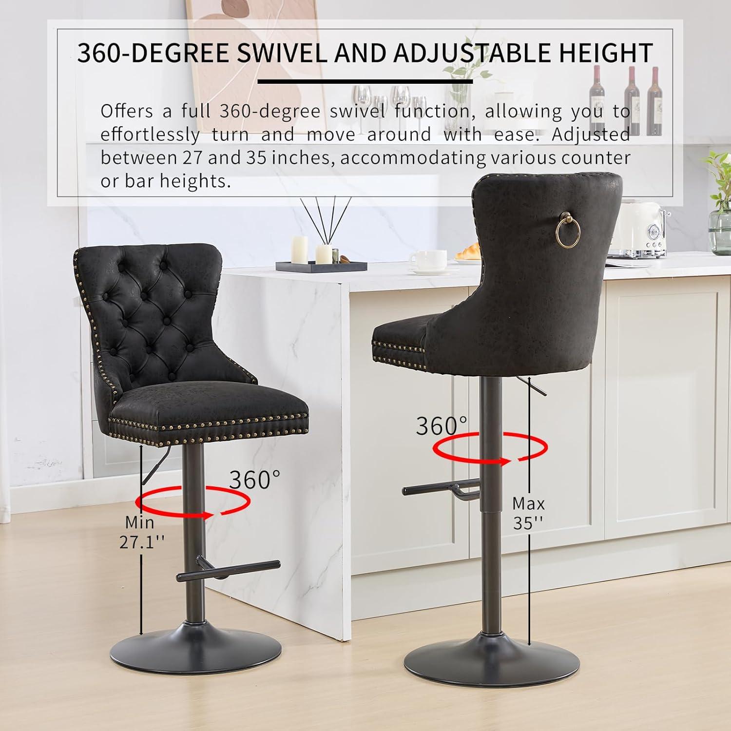 Modern Upholstered Tufted Swivel Velvet Bar Stools (Set of 4)