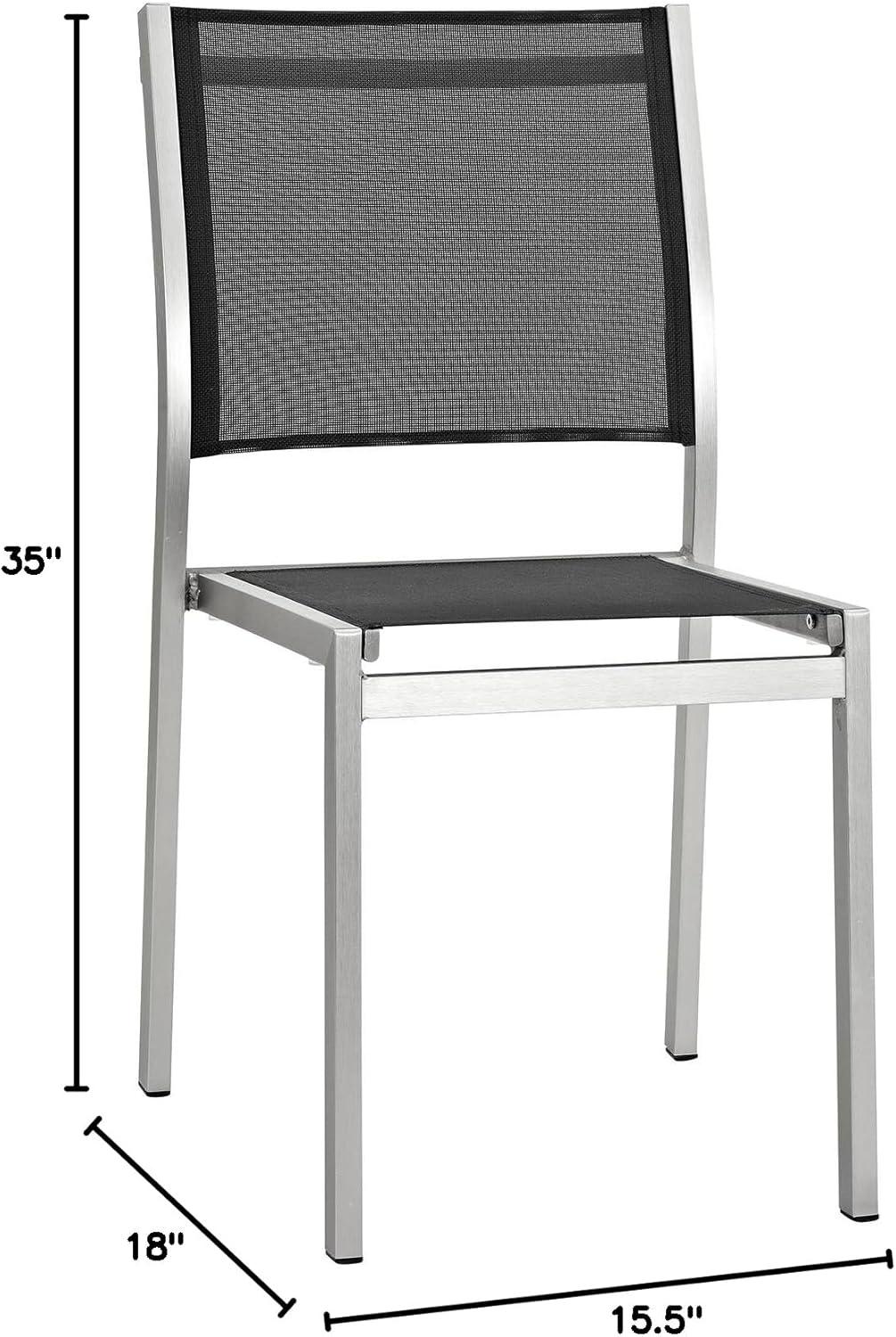 Silver Black Shore Outdoor Patio Aluminum Side Chair