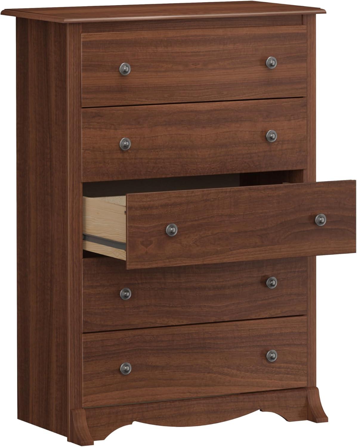 45.25" Monterey Vertical Dresser Cherry - Prepac: 5-Drawer Storage for Bedroom Space Savers