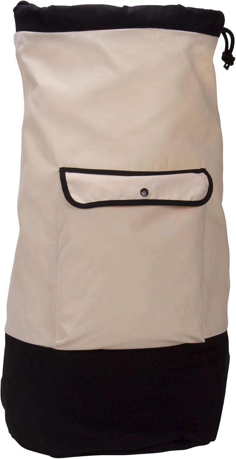 Cream and Black Canvas Backpack Duffel Laundry Bag