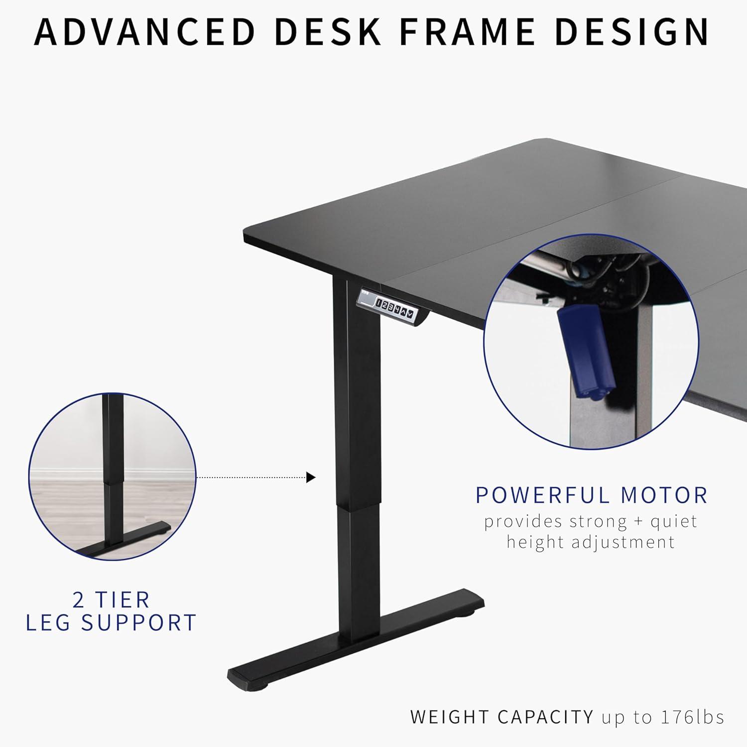 Electric Adjustable Height 71'' Dark Walnut Standing Desk with Memory Preset