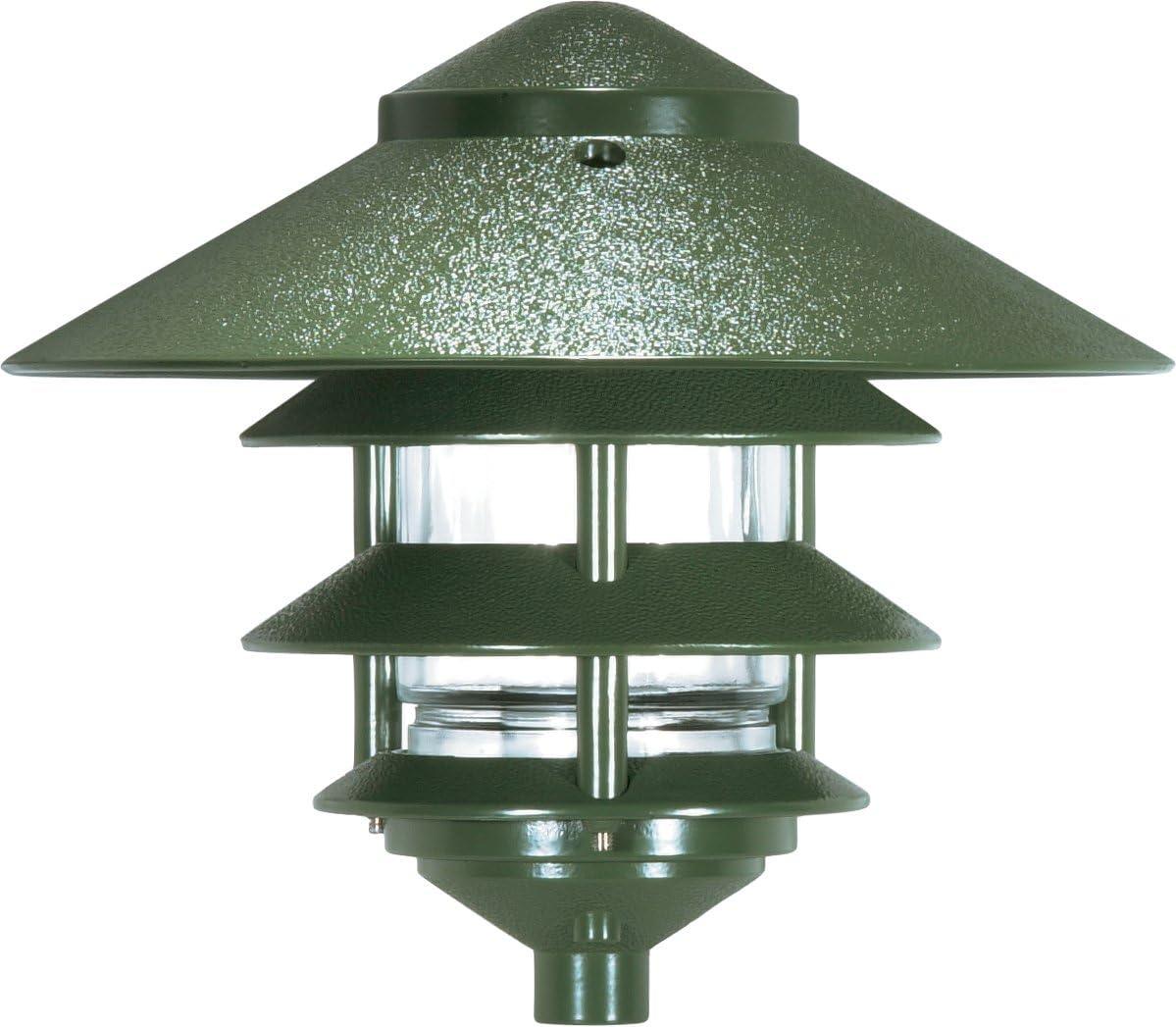 PaFagwy 76/636 One 2 Louver Hood Outdoor Pagoda Landscape Pathway Light, 3 Tier-Large, Green