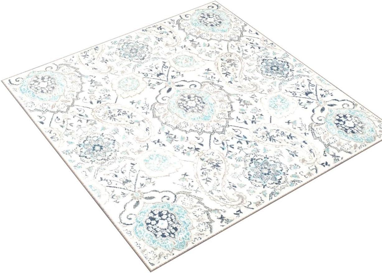 SAFAVIEH Madison Hope Floral Paisley Area Rug, Cream/Light Grey, 10' x 10' Square