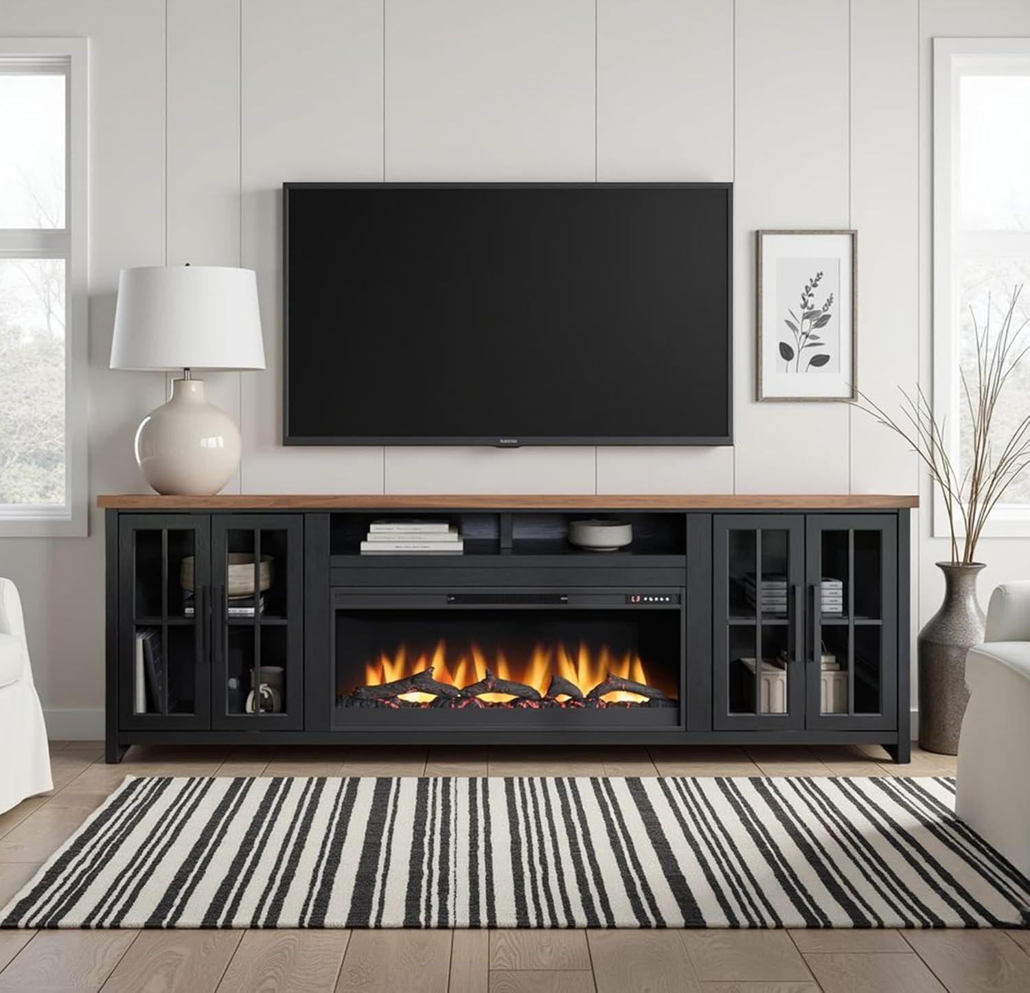 Essex 97 Inch Fireplace TV Stand Console,media console,entertainment center For Tvs Up To 100 Inches