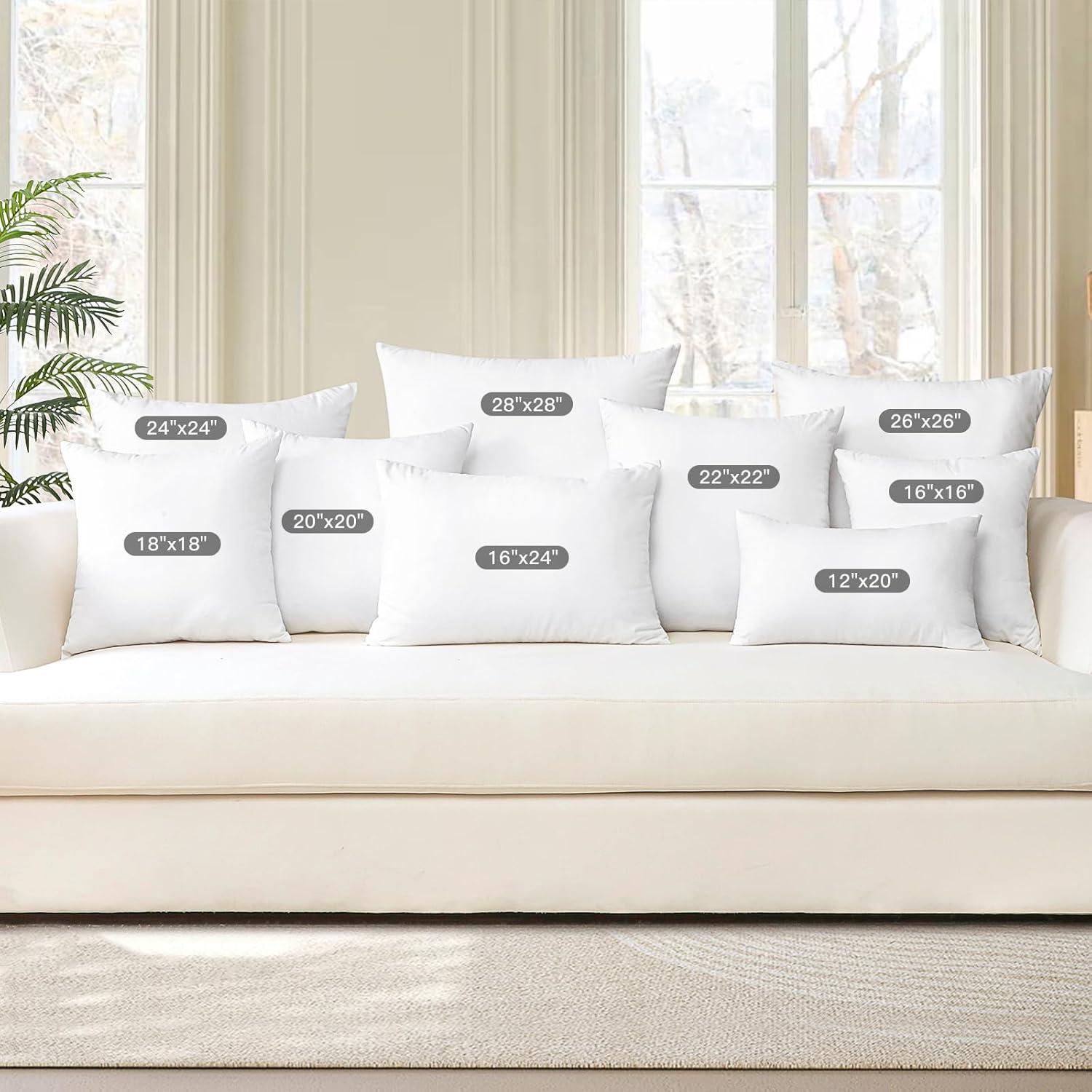 THROW PILLOW, SOFA PILLOW, OUT DOOR PILLOW, COUCH PILLOW, BEDDING PILLOW Inserts (Set of 2, White), 18x18 Inches - Lightweight Fillers for Sofa, Bed, and Home Décor (18x18 Inch (Pack of 2)
