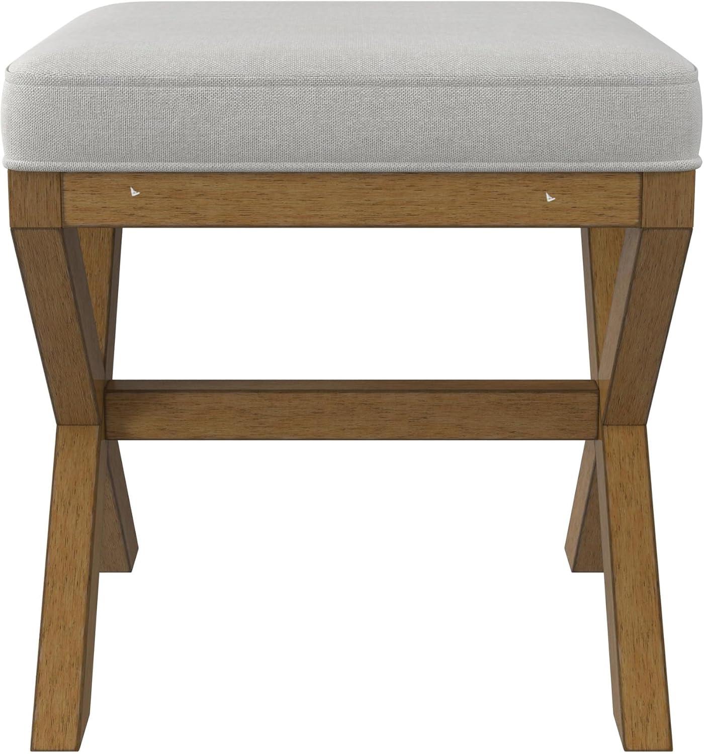 Hillsdale Furniture 18.5" Somerset Backless Wood Vanity Stool Fog: Padded Ottoman Bench, Polyester Upholstery