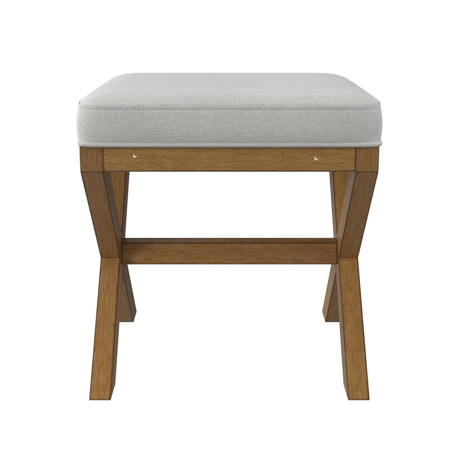 Hillsdale Furniture 18.5" Somerset Backless Wood Vanity Stool Fog: Padded Ottoman Bench, Polyester Upholstery