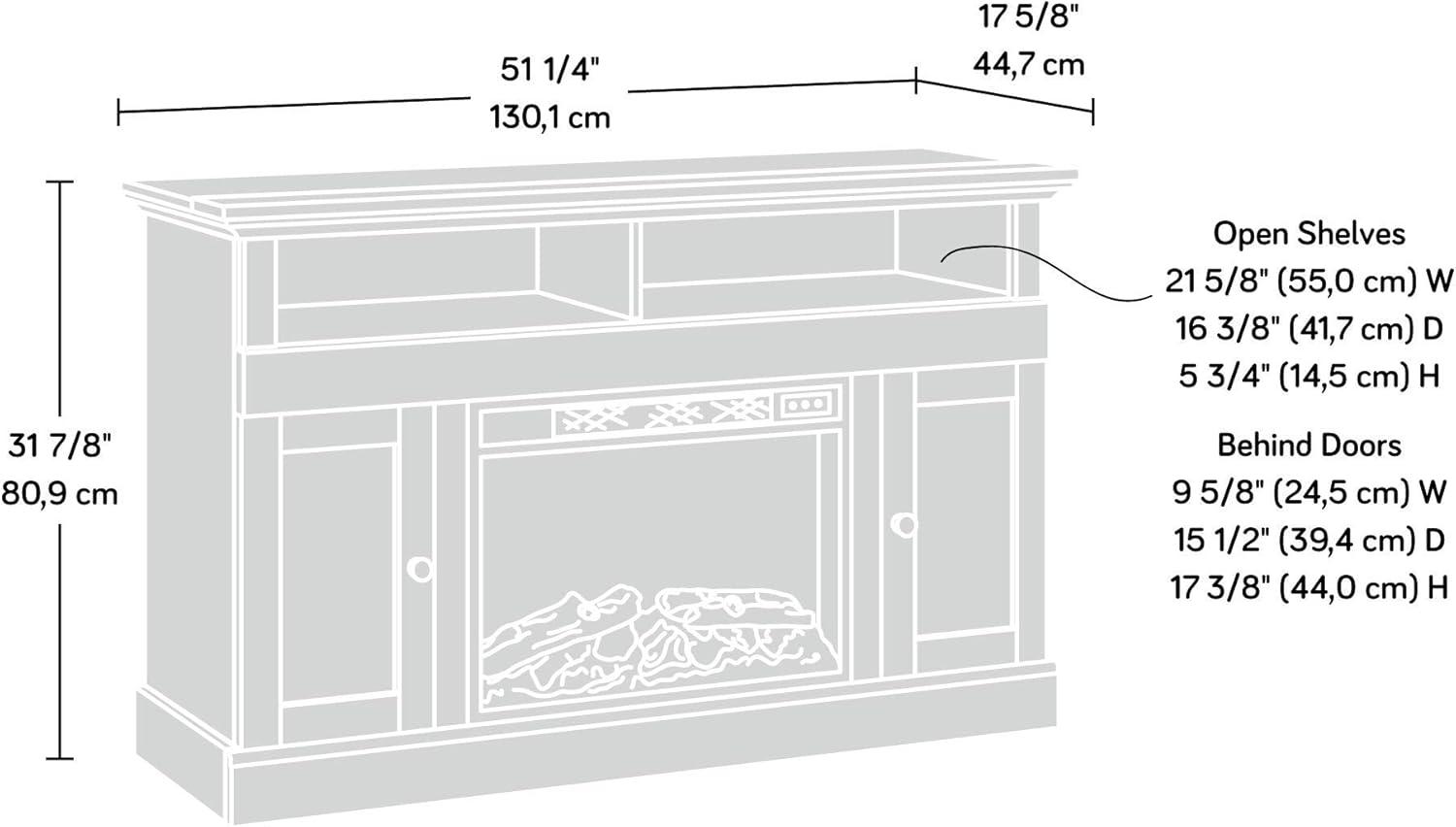 Cannery Bridge Fireplace TV Stand for TVs up to 60" Lintel Oak - Sauder: Entertainment Center with Storage