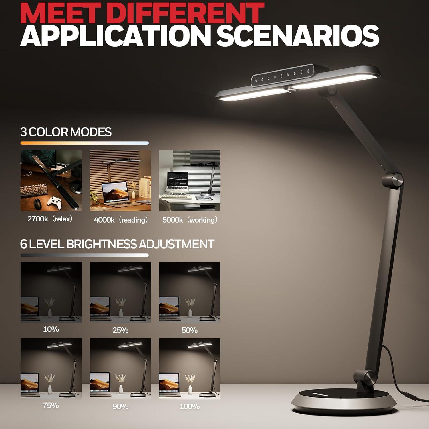 BEAUTY DEPOT Honeywell H9 Sunturalux? LED Desk Lamp For Eye Care: Auto-Sensing, 3 Color Temperatures, Stepless Dimming