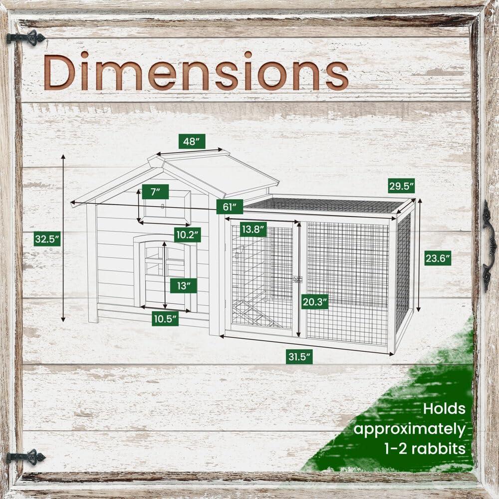Hanover Outdoor Wooden Bird Cage with 3 Resting Bars, Ladder, Waterproof Roof and Removable Tray, 2.9 Ft. x 2.1 Ft. x 5.8 Ft.