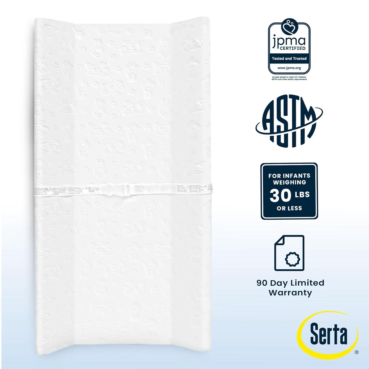 Serta Foam Contoured Changing Pad with Waterproof Cover - White