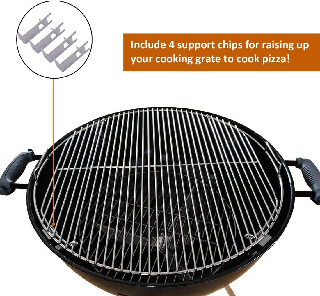 onlyfire Stainless Steel Multi-purpose Rotisserie and Pizza Combo Kit for Weber 22-Inch Kettle Charcoal Grills - Include Pizza Peel and Pizza Stone