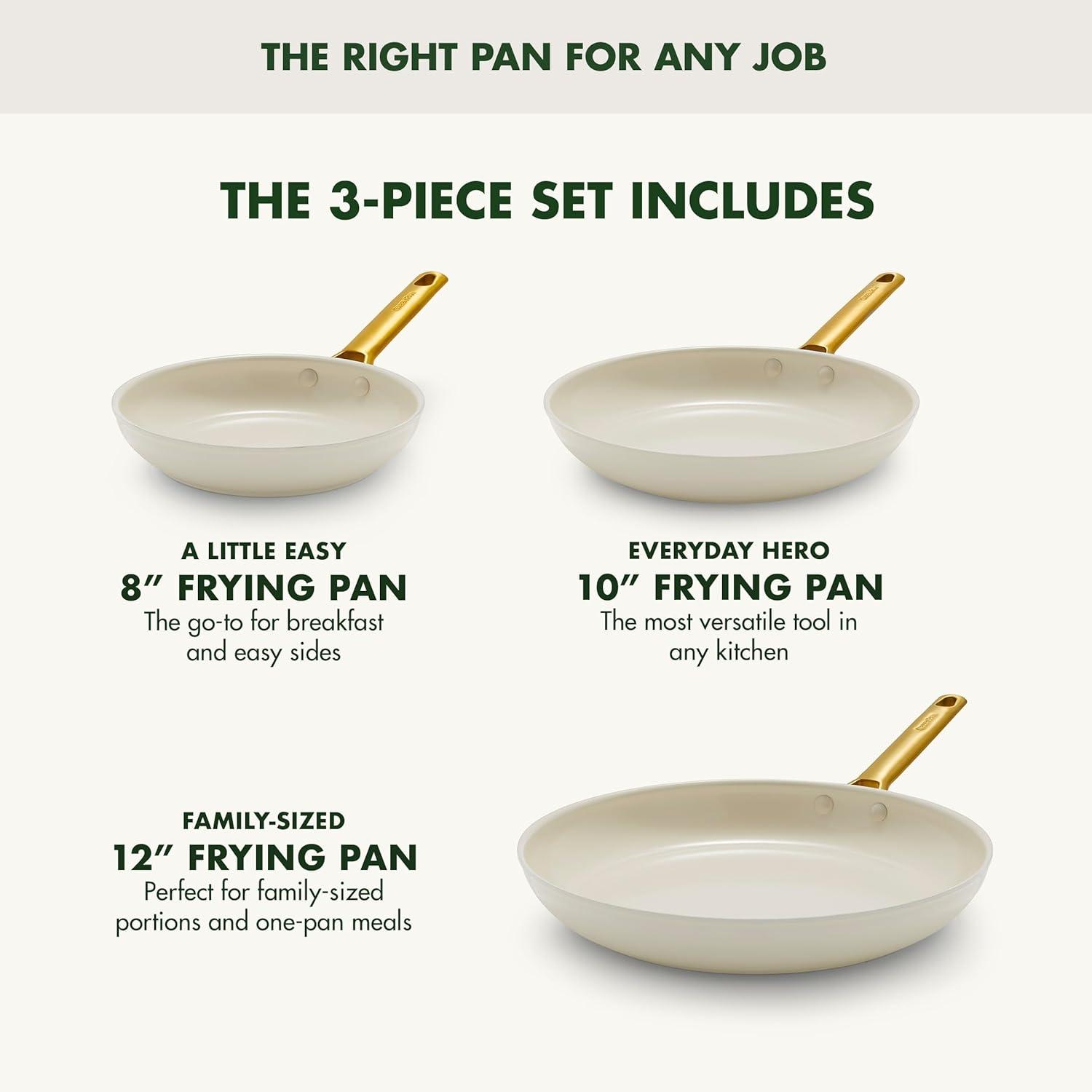 GreenPan Reserve Healthy Ceramic Nonstick, 8", 10" And 12" Frypan Set