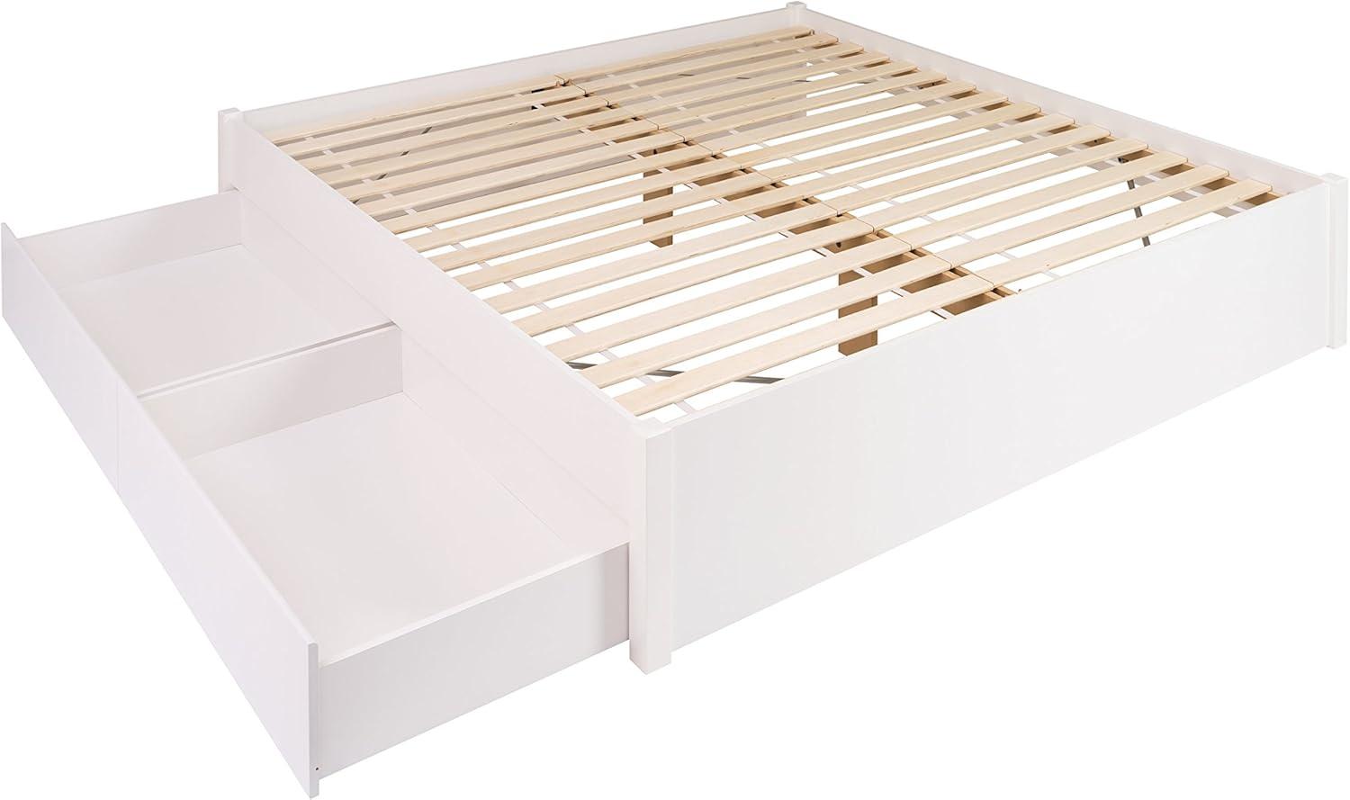 King Select 4-Post Platform Bed with 2 Drawers Black - Prepac: Solid Wood, Storage Functionality