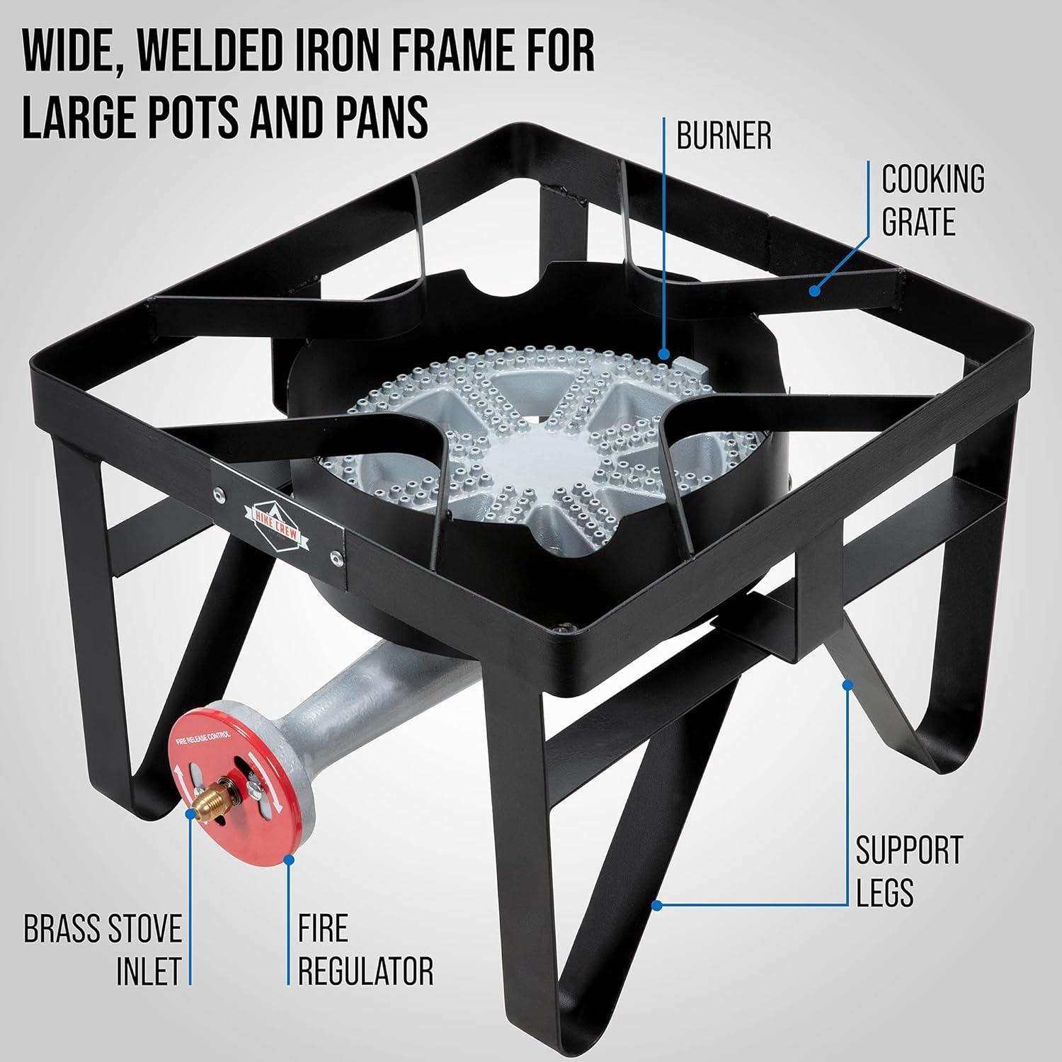 Hike Crew Black Cast Iron Single Burner Portable Gas Stove