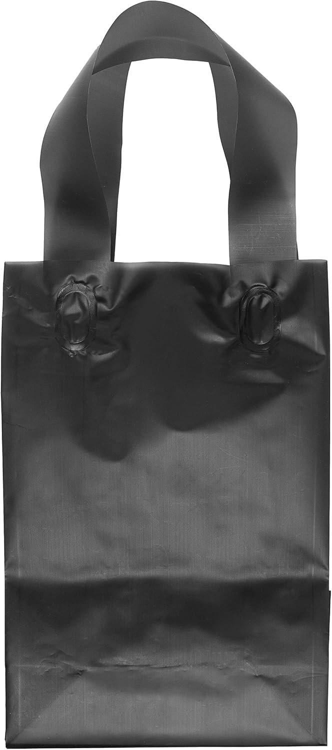 Black Frosted Plastic Gift Bags with Handles, 6x3x9 inches