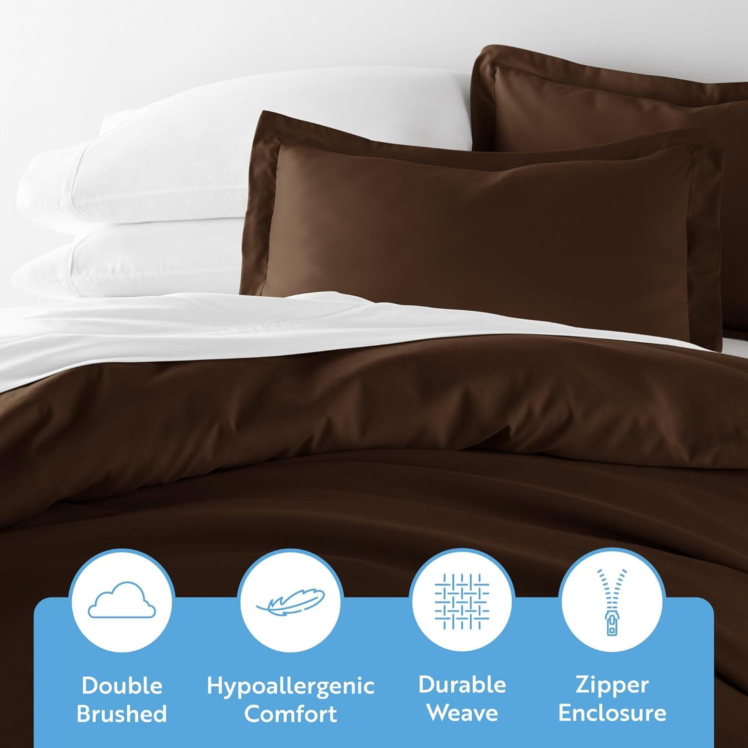 Chocolate 3 Piece Duvet Cover Set Full/Queen, by Simply Soft