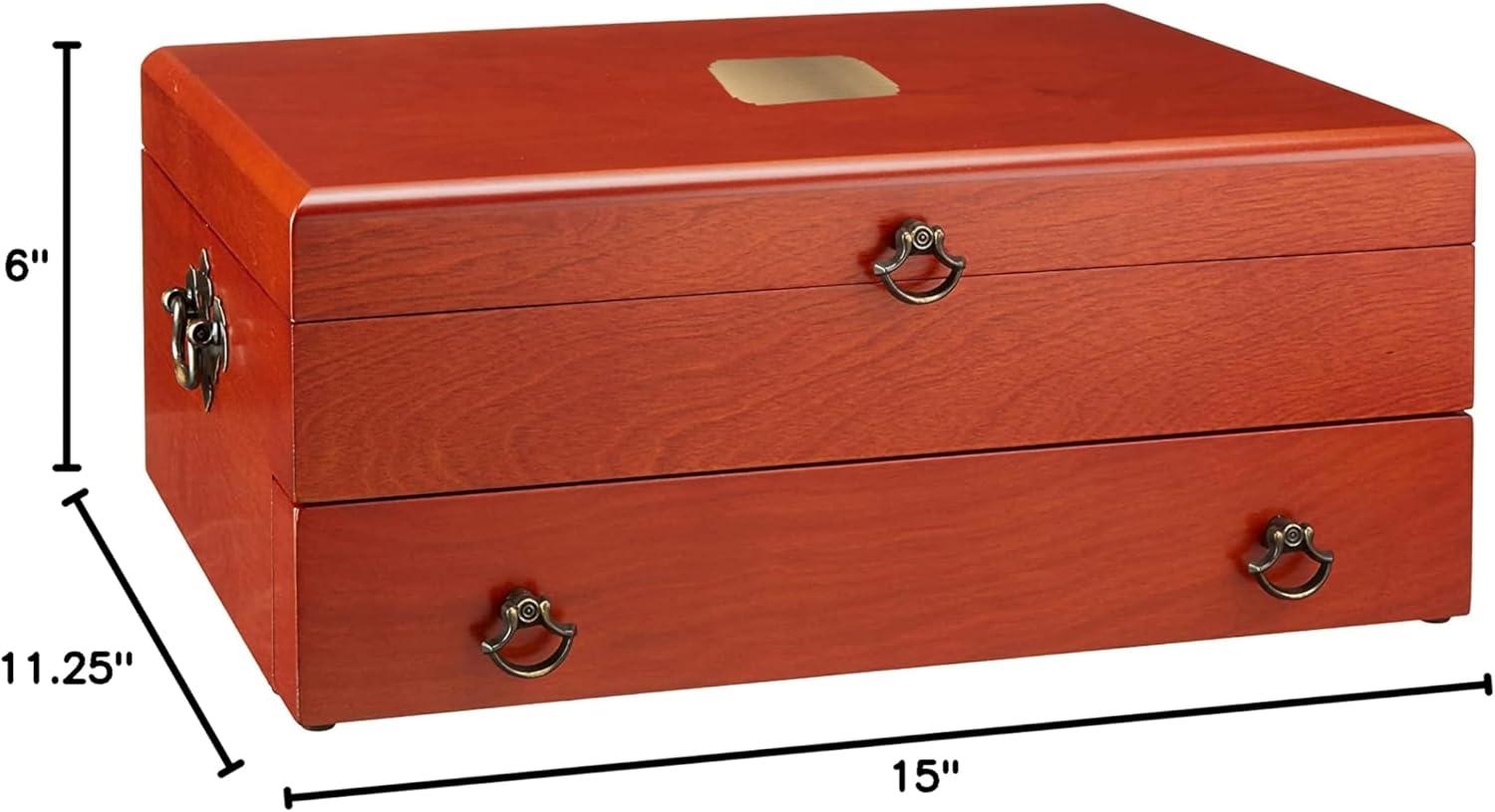 Bristol Cherry Brown Wooden Flatware Chest with Lining