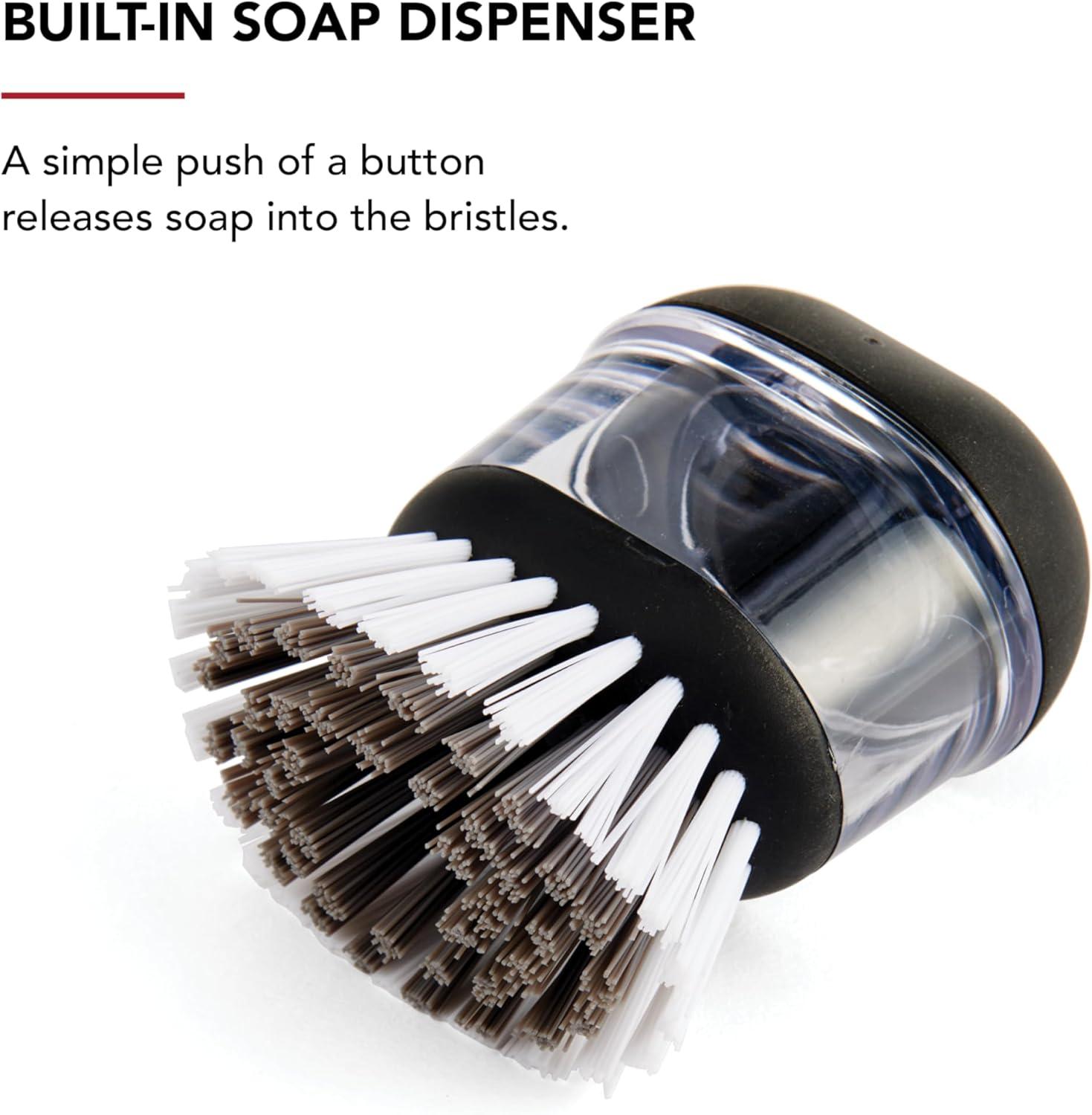 Black and Clear Plastic Soap Dispensing Palm Brush