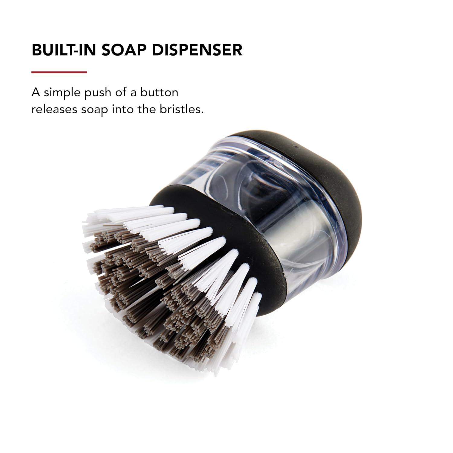 Black and Clear Plastic Soap Dispensing Palm Brush