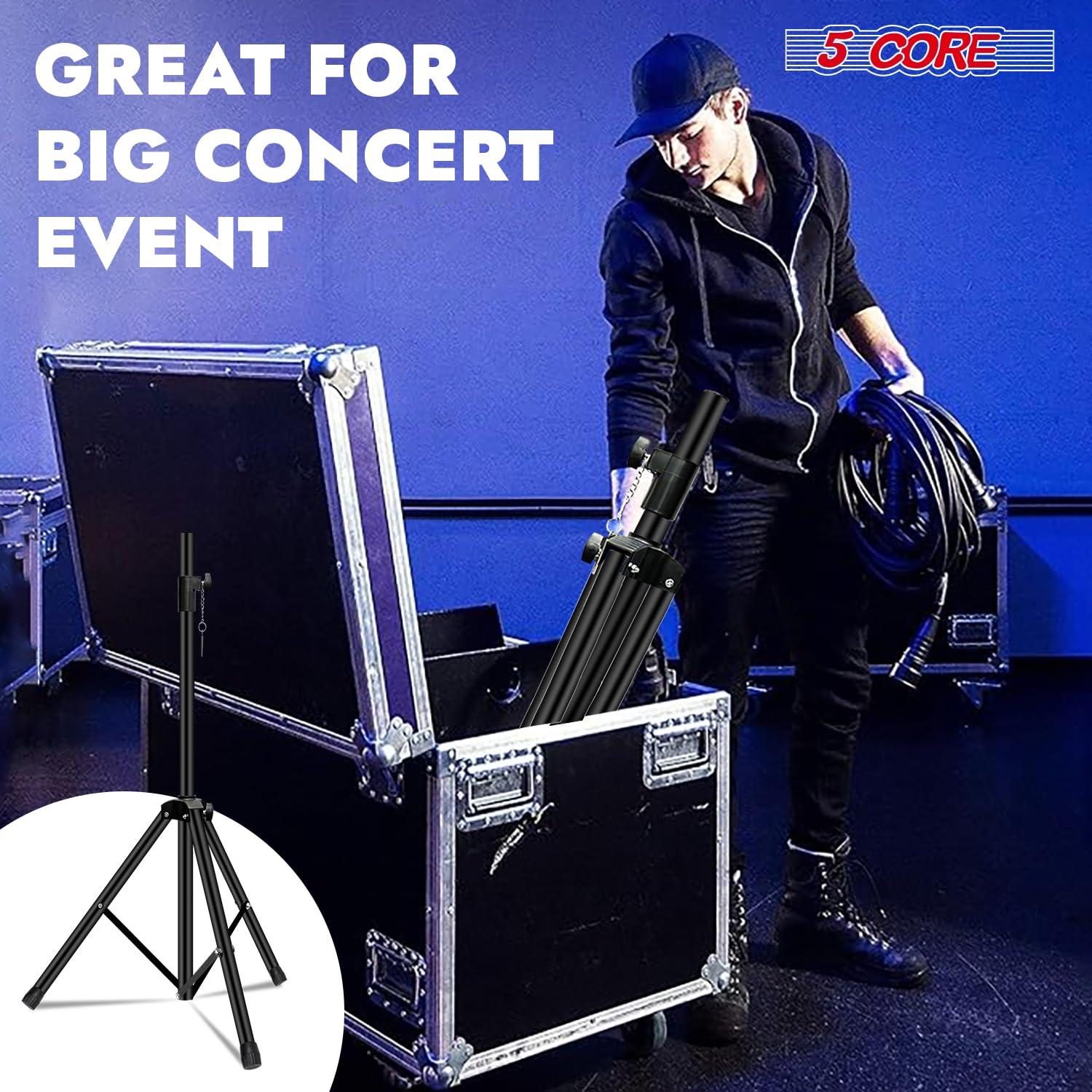 Inbox Zero 5 Core Speaker Stand Tripod Heavy Duty Adjustable Up to 72 Inch DJ Studio Monitor Stands Pole Mount