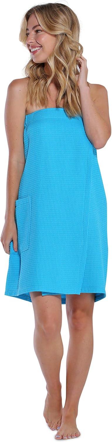 Turquaz Linen Turquoise Waffle Spa Bath Wrap