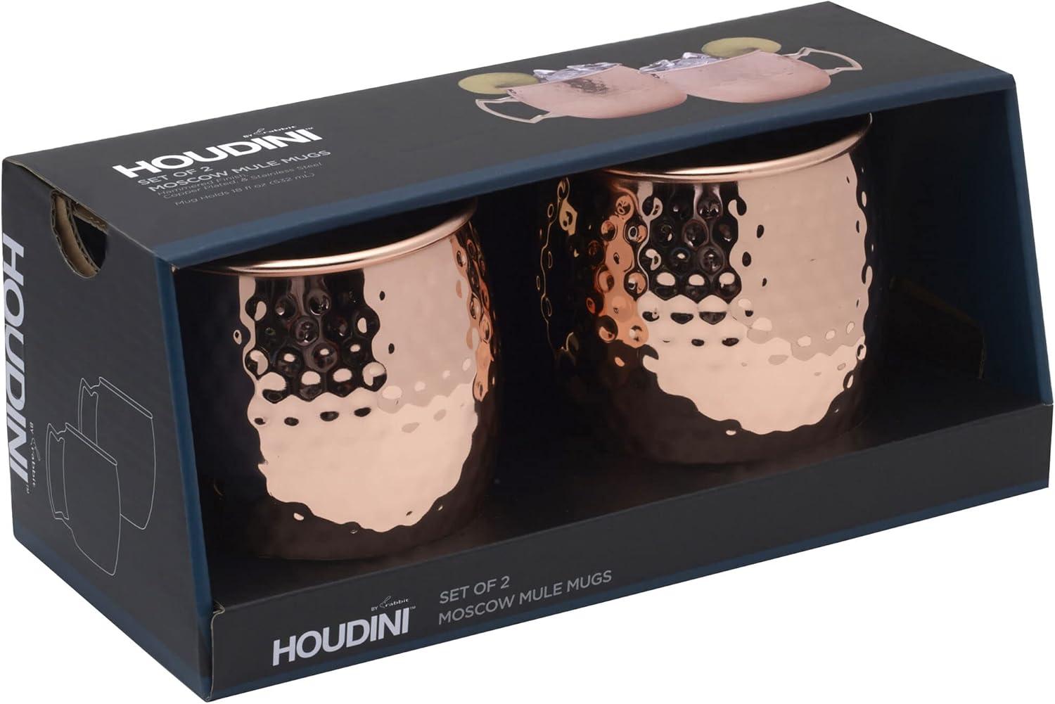 Houdini Copper Plated Hammered Moscow Mule Mugs Set of 2