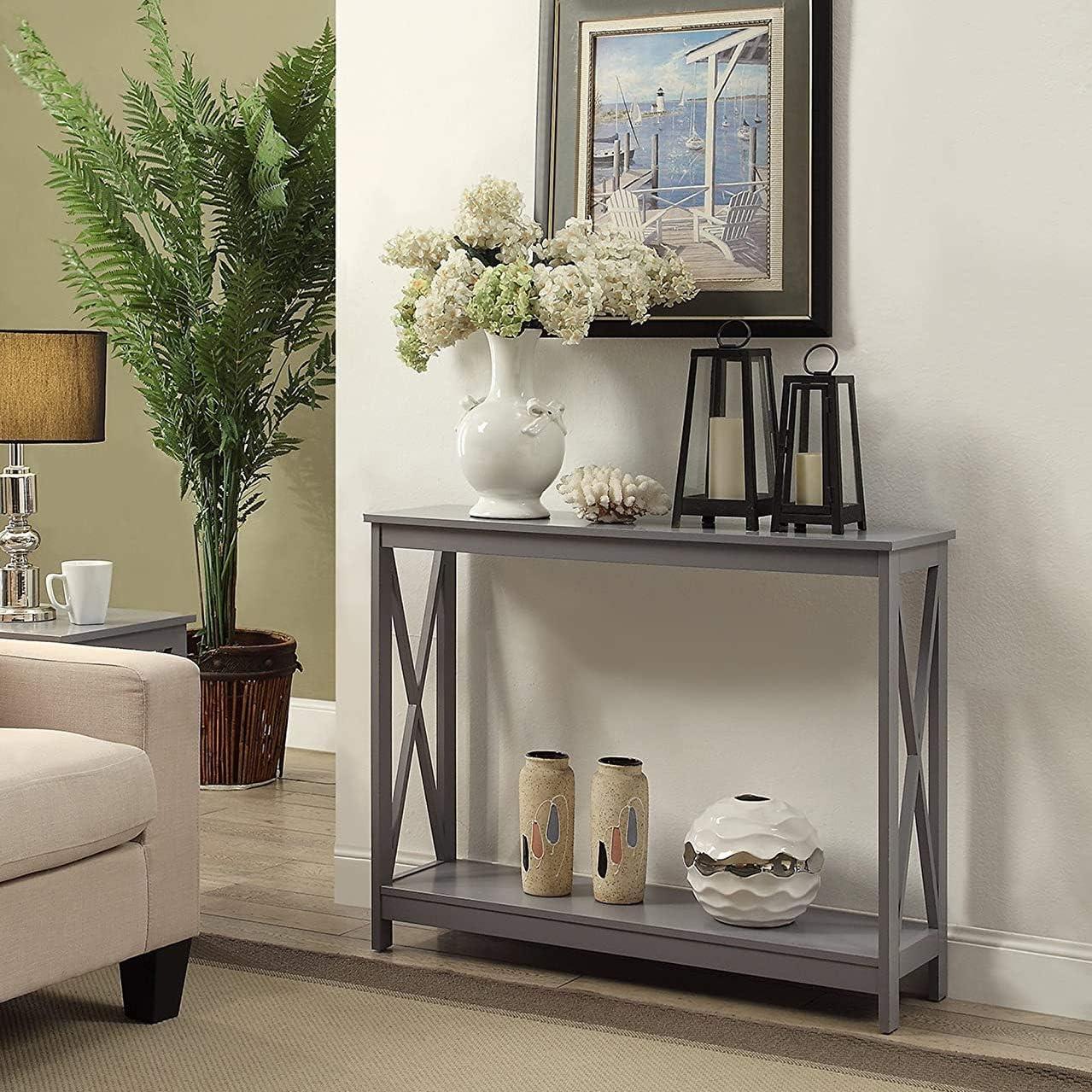 Convenience Concepts Oxford Console Table in Gray Wood Finish