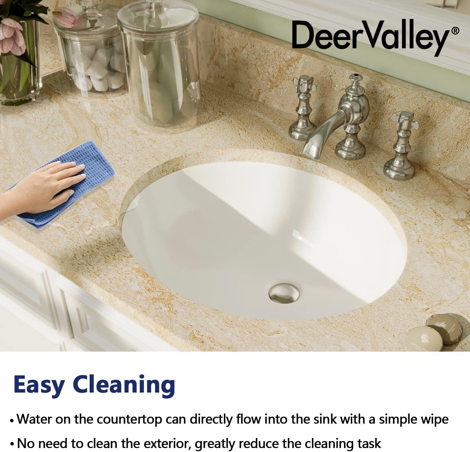 DeerValley Symmetry 18" X 15" Oval Vitreous China Undermount Bathroom Sink with Overflow