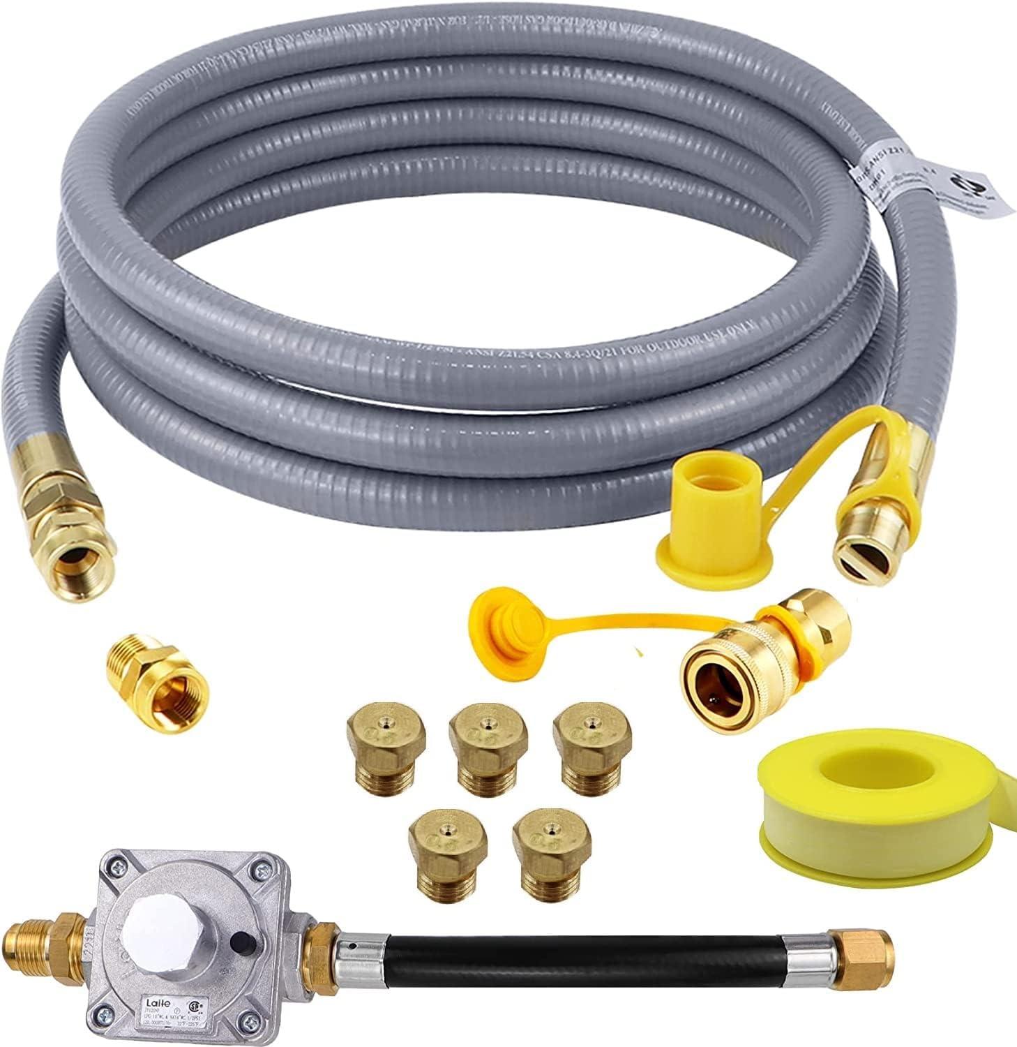 Propane to Natural Gas Conversion Kit Fit for Weber Genesis II 330/335 with NG Regulator, Orifice Kit, and 10' Grill Hose - Convert Your Grill from LP to Natural Gas with an Easy Install!