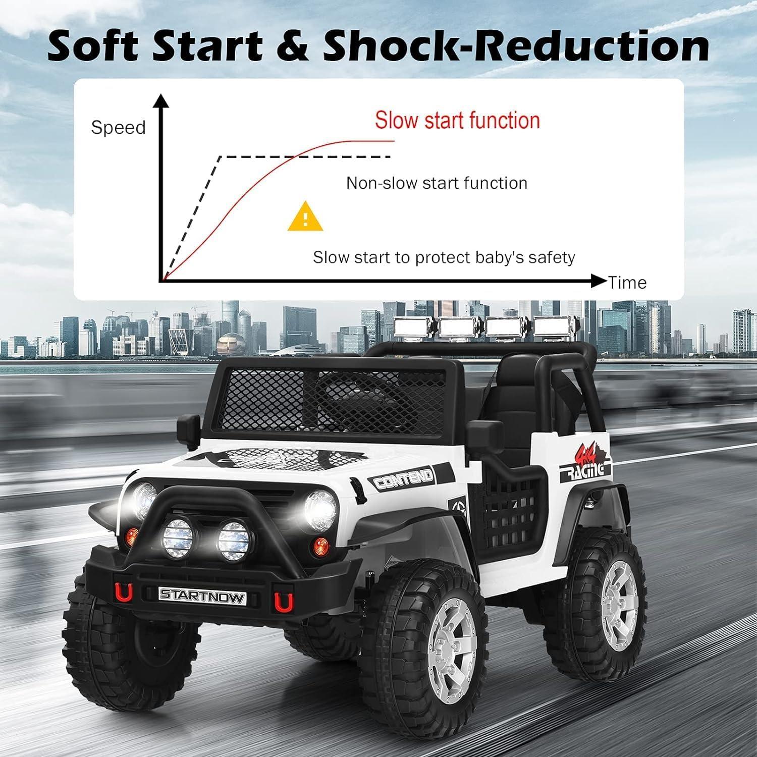 Costway 12V Kids Ride On Truck Remote Control Electric Car with Lights&Music White