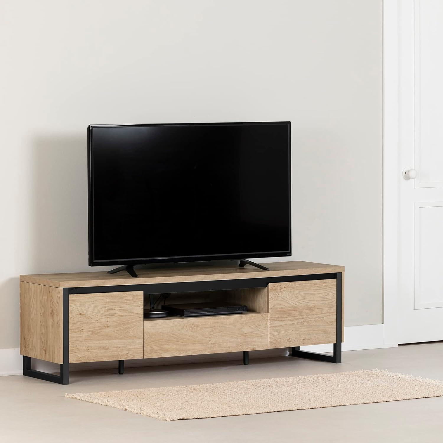 Urban Modern Black MDF TV Stand with Cabinet and Drawer