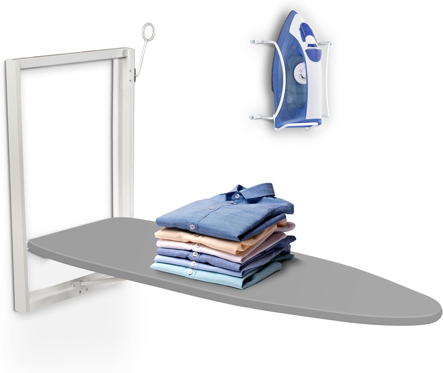 Ivation Wall Mounted Ironing Board, 36.2” x 12.2” Fold Down Iron Board with Iron Holder